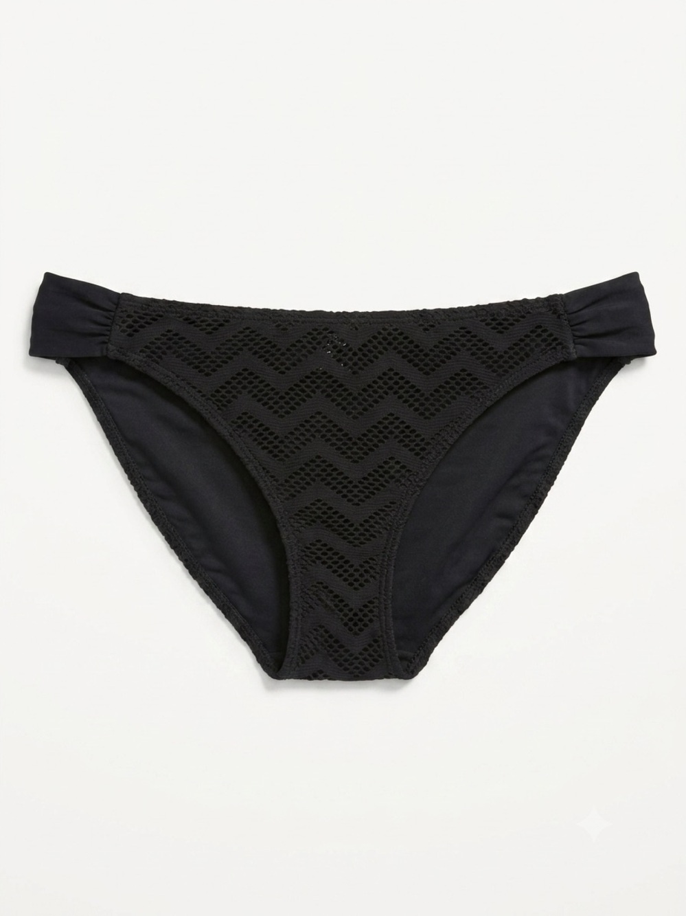 HULA HONEY Black Crochet Chevron Bikini Bottoms Size XL